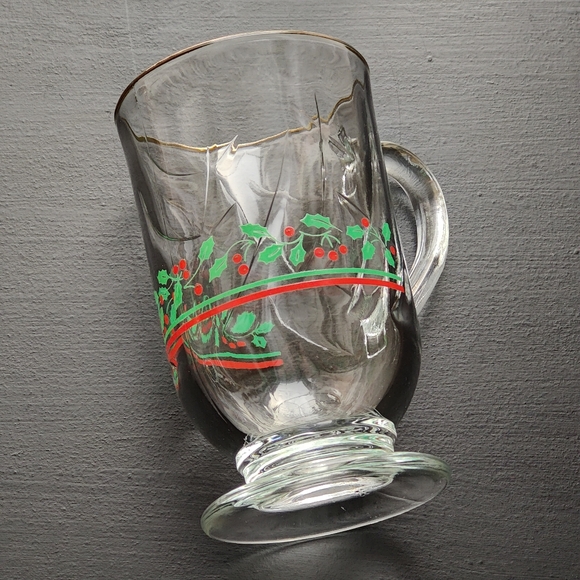Vintage | Libbey Arby's 1987 Holly Berry glass Irish Coffee mugs with gold trim - Picture 11 of 16
